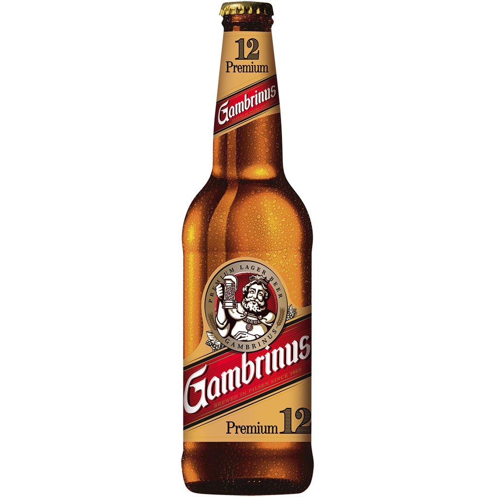 Bier "Gambrinus" 5,2% vol. Plato 12%.