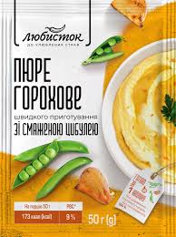 Lubystok instant erwtenpuree met gebakken ui