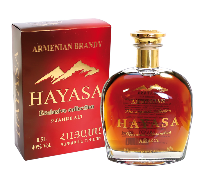 Armeense brandy "Hayasa" cadeaudoos, 9 jaar oud 40% vol.