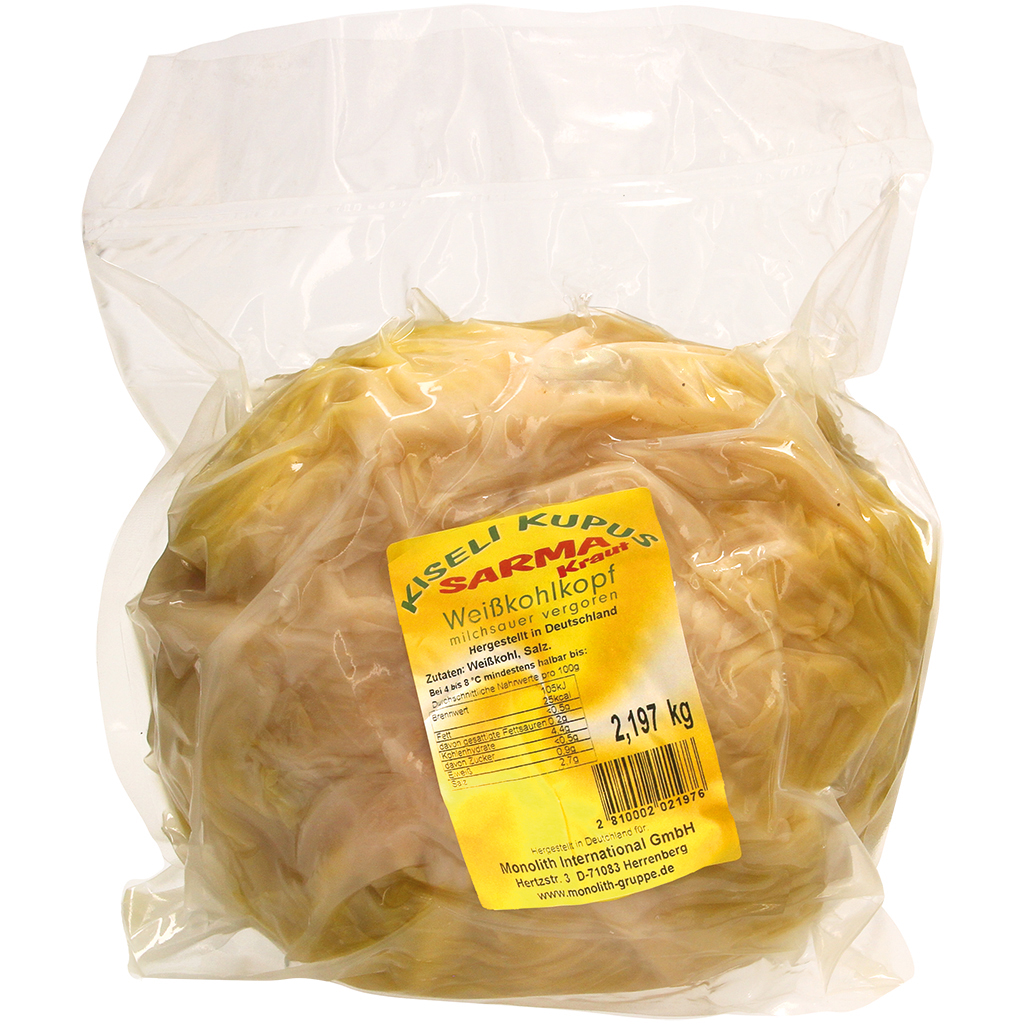 Witte koolkop, melkzuur gefermenteerd "Kiseli Kupus"