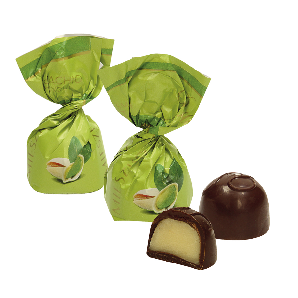 Praline met crèmevulling met pistache smaak