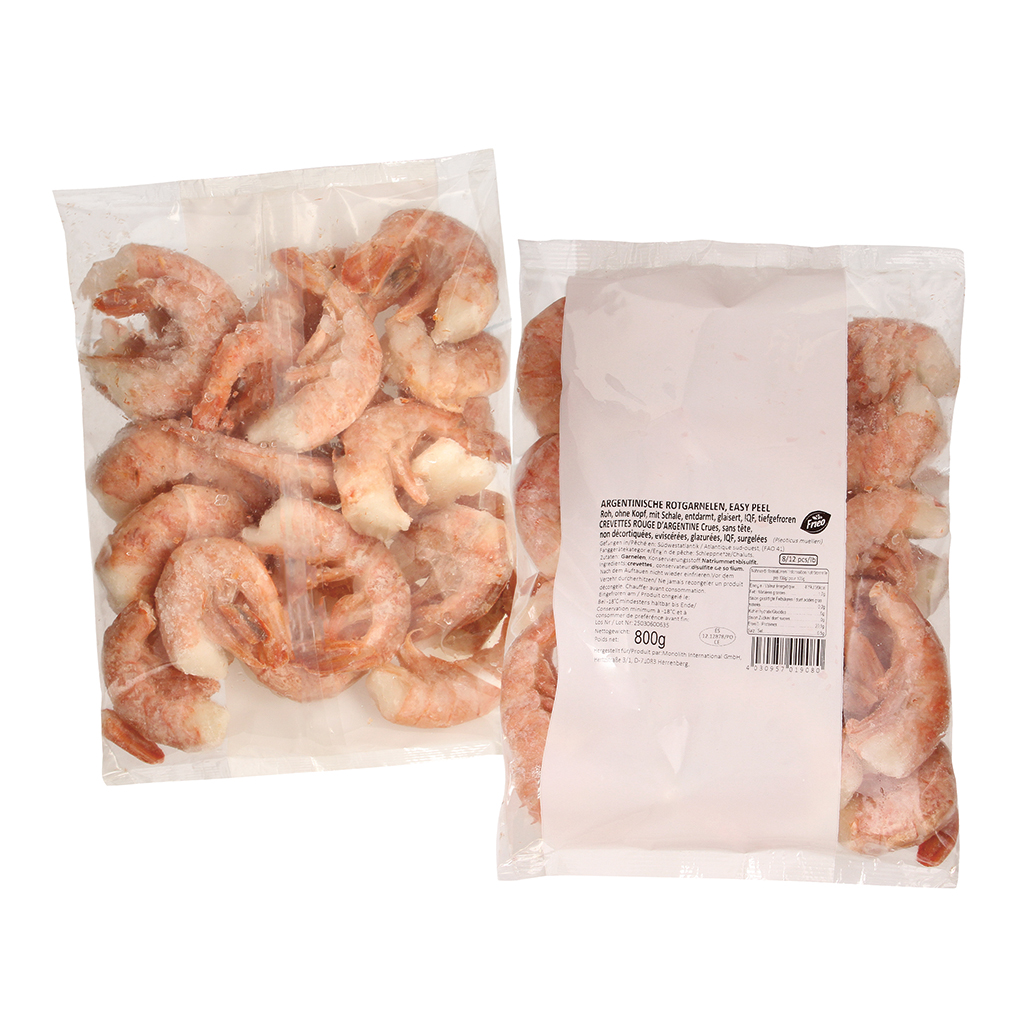 Argentijnse rode garnalen, rauw, zonder kop, met schil