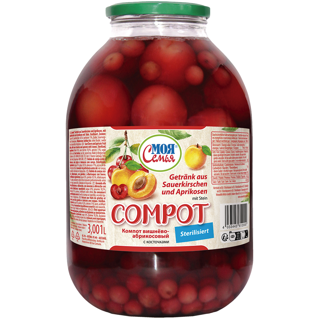 MOJA SEMJA "Compot“ met zure kersen en abrikozen met pit