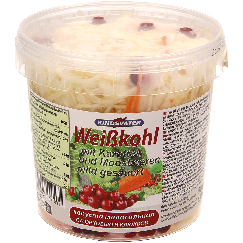 Witte kool met wortelen en bosbessen