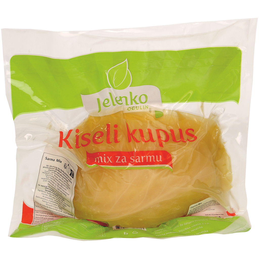 Mengsel van witte koolbladeren en gesneden witte kool, zuurg