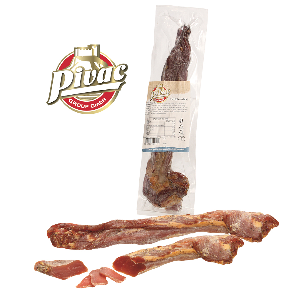 Varkenshaas, luchtgedroogd, gerookt.