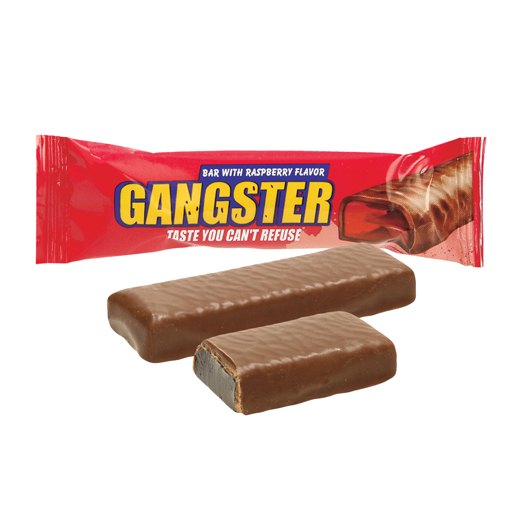 Gelee-repen met frambozensmaak in cacao-vetglazuur