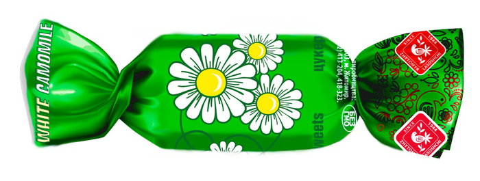 Белая ромашка – Конфета со вкусом какао и рома в глазури на