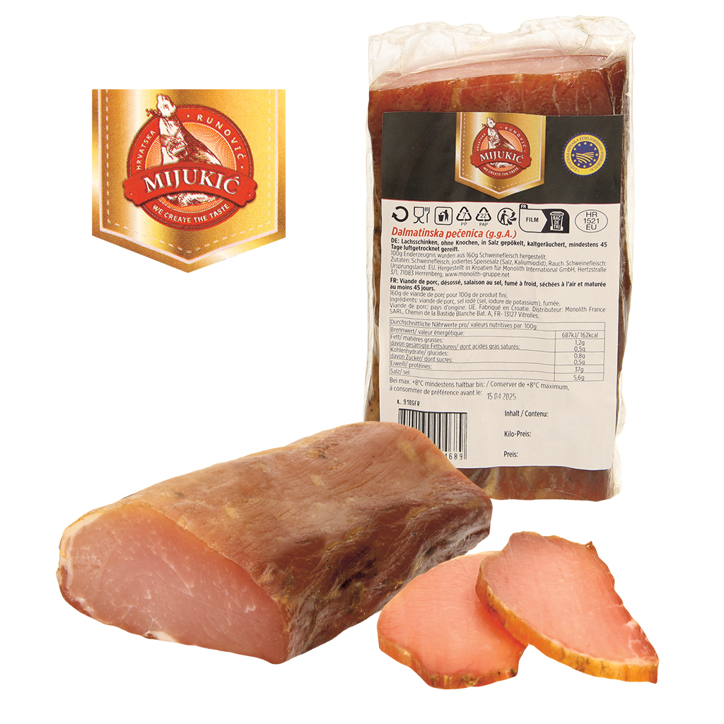 Dalmatinska pecenica drooggerijpte gerookte ham zonder been
