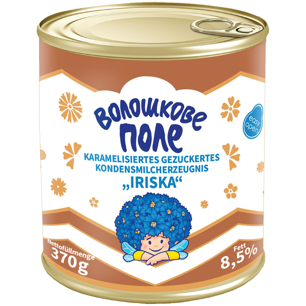Gekarameliseerd gezoet gecondenseerd melkproduct "Iriska" 8,5 % vet