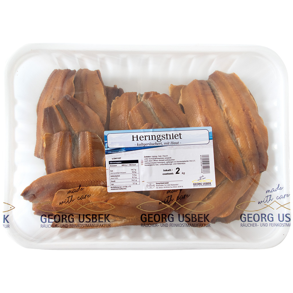 Koudgerookte haringfilet, met huid