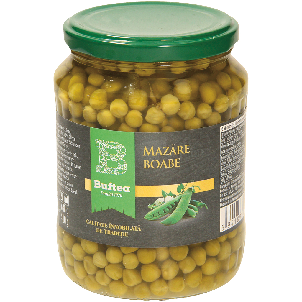 Buftea Erwten in pekel, middelgrof, gezuiverd