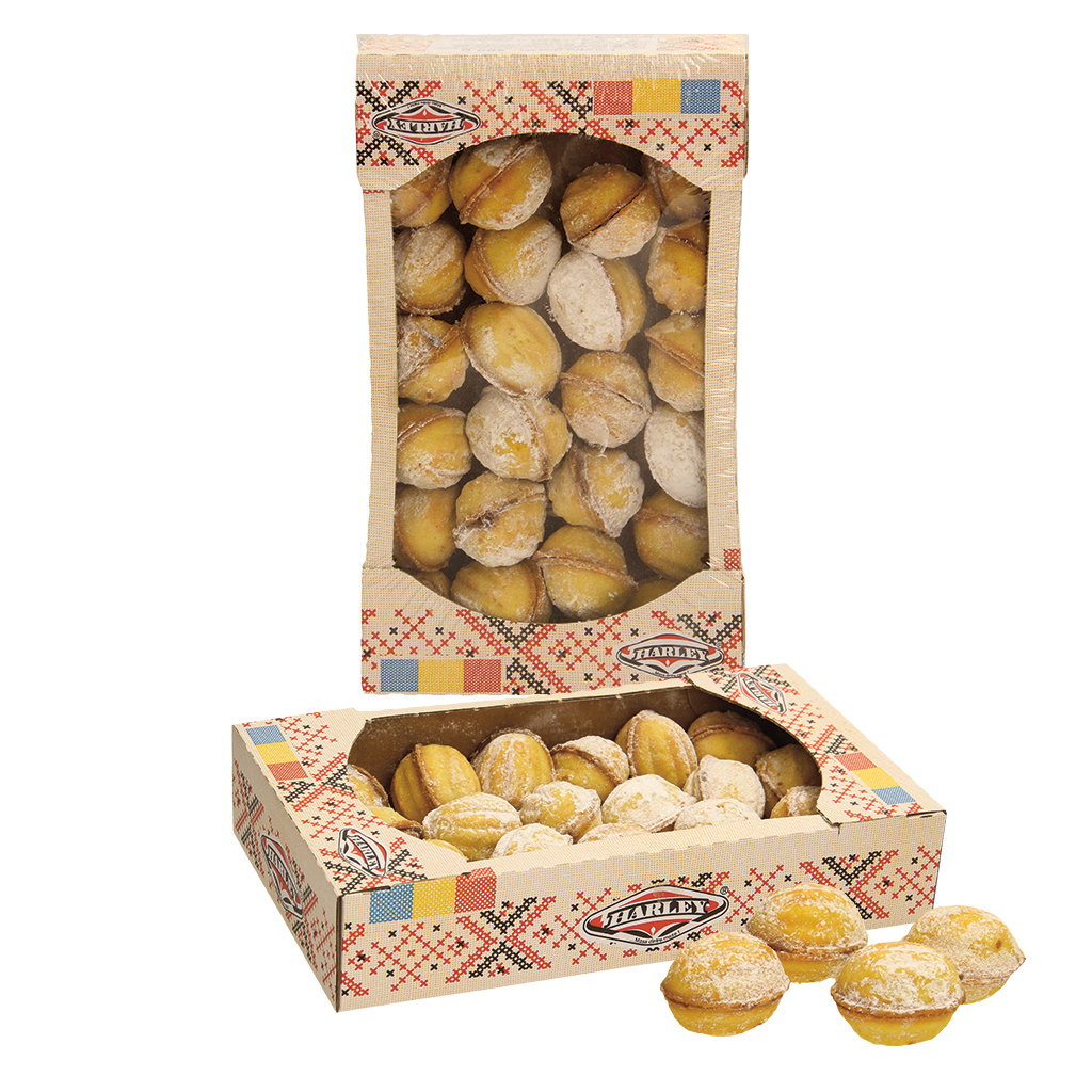 Gebak met 58% vulling met chocoladesmaak "Harley-Nuci"