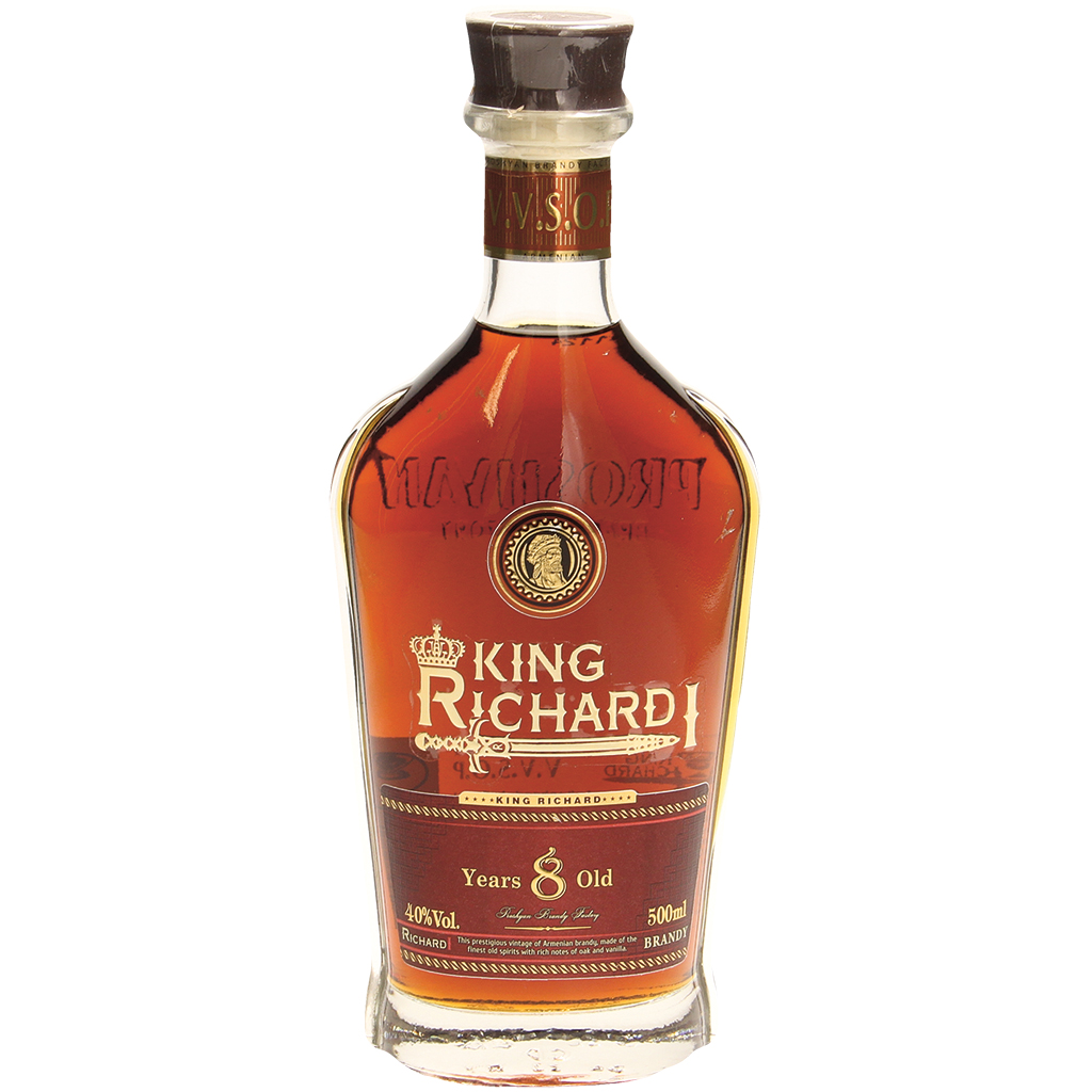 Arm. Brandy KING RICHARD 8 jaar oud, 40 % vol.