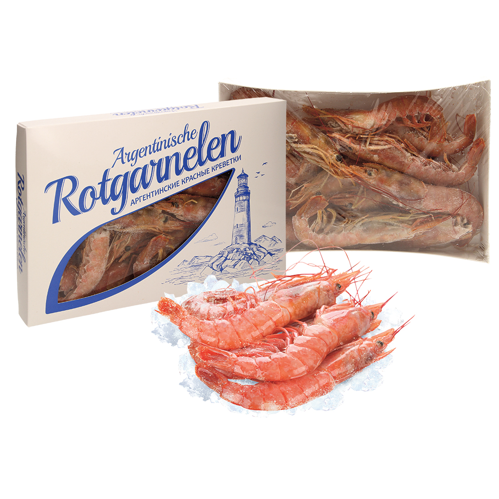 Argentijnse rode garnalen, rauw, met kop, met schil