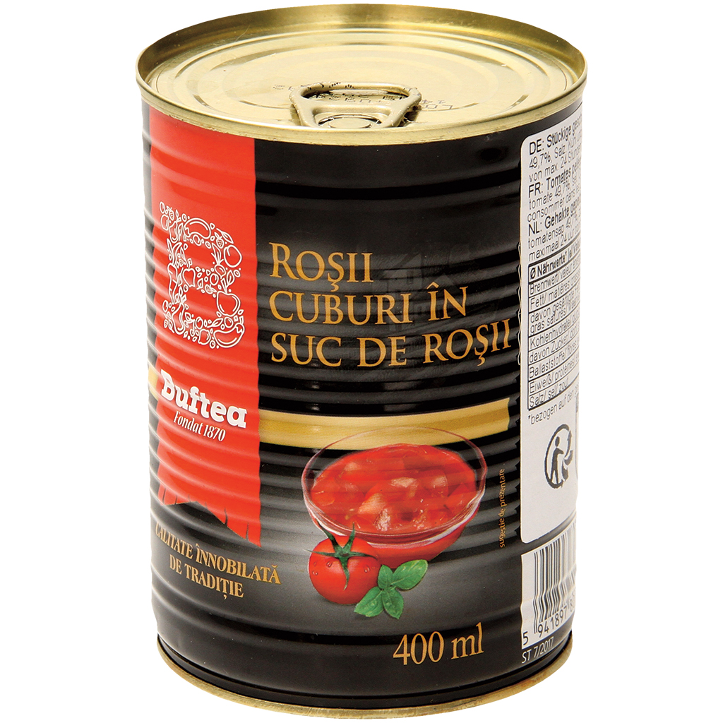 Buftea Gepelde tomaten in blokjes in tomatensap