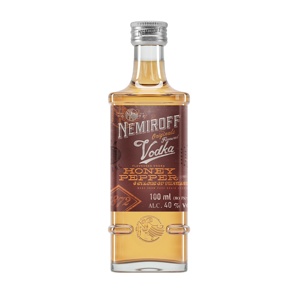Aromatiserende Vodka "Nemiroff - Honing en Peperoni" met kleurstof 40% vol.