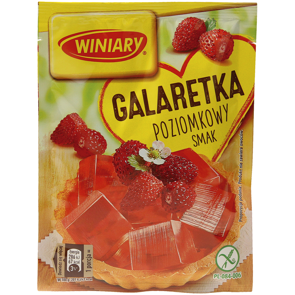 Poeder voor gelei dessert met bosaardbeiensmaak