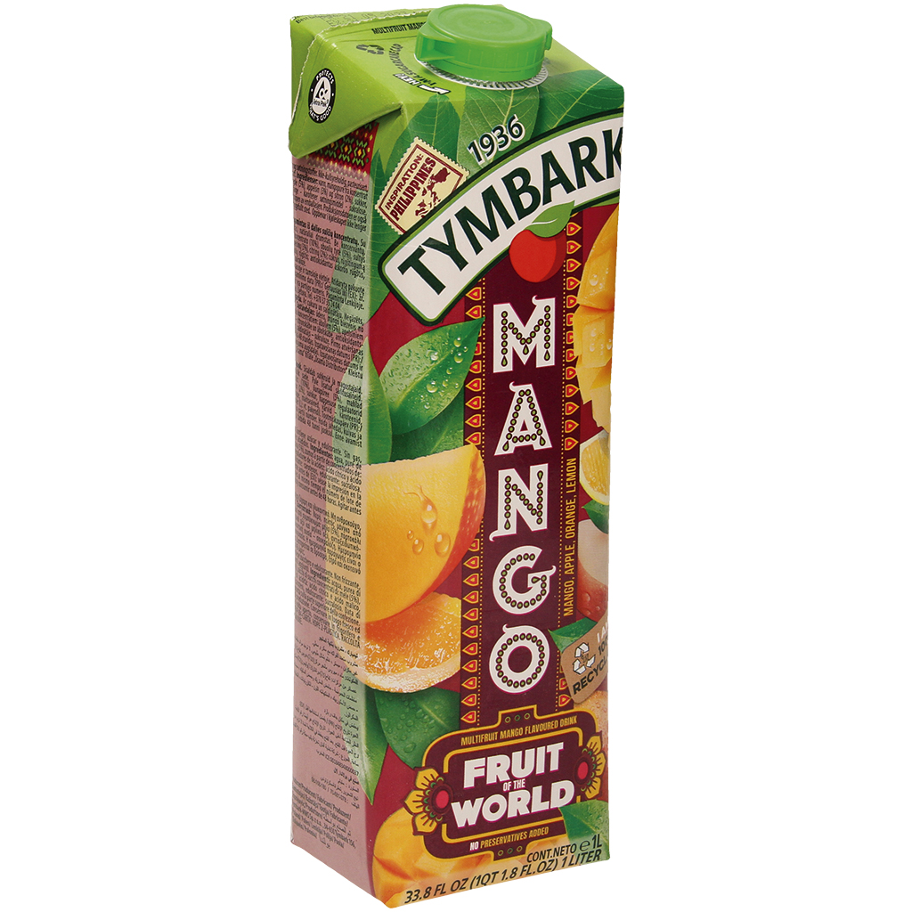 "Mango" Meerfruitdrank met mangosmaak. Met suiker en zoetstoffen. Zonder koolzuur, gepasteuriseerd, natuurlijk troebel.