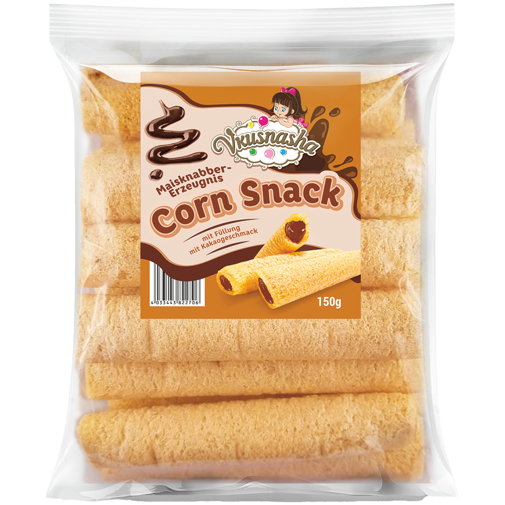 "VKUSNASHA" Maïsnibbelproduct met vulling met chocoladesmaak (60%)