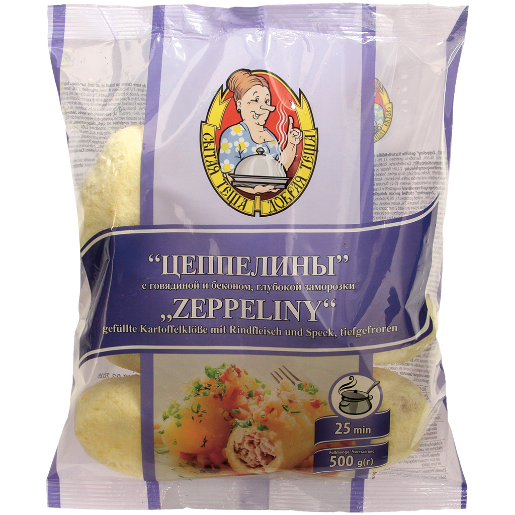 "Zeppeliny" gevulde aardappelknödel met rundvlees en spek