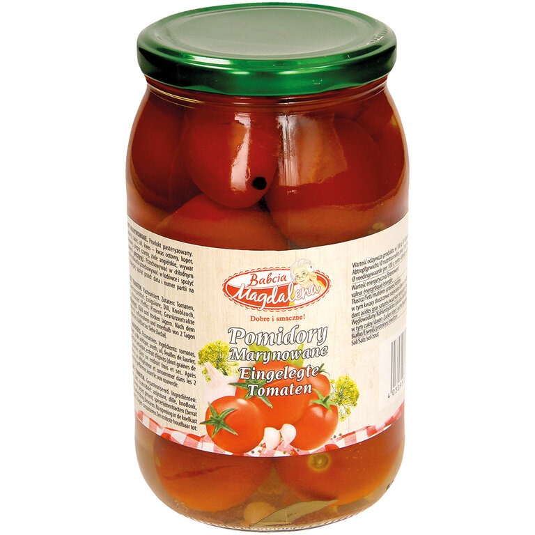 Ingemaakte tomaten "Pomidory marynowane". Gepasteuriseerd.