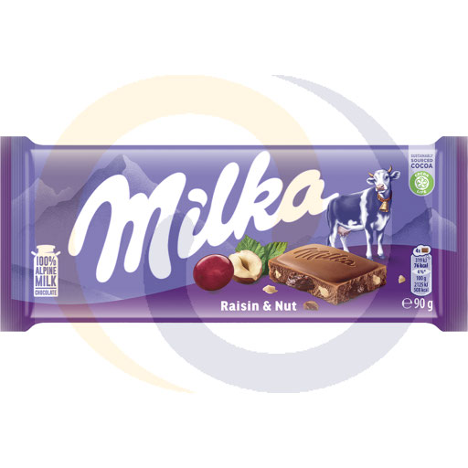 milka rozijnen & noten chocolade 90g mondelez