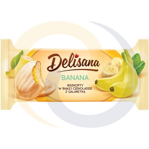 Delicpol Party Jaffa Bananenkoekjes met Bananensmaak Gelei Bedekt met Witte Chocolade 135 g
