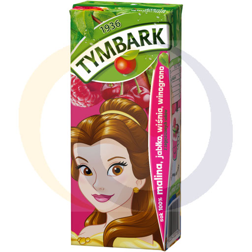 Tymbark 100% framboos-appel-kers-druivensap 0,2l