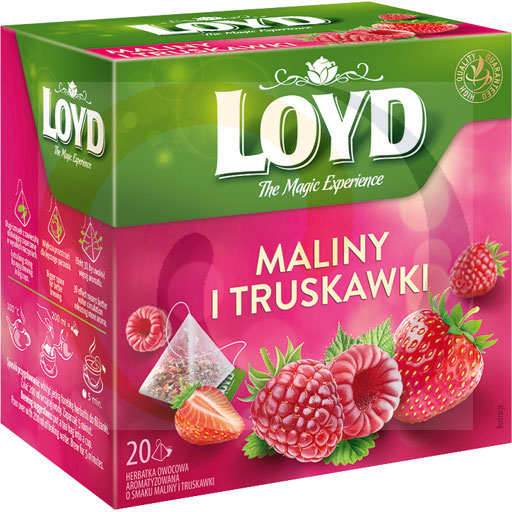 Лойд ароматизированный фруктовый настой с вкусом малины и клубники 40 г (20 x 2 г)