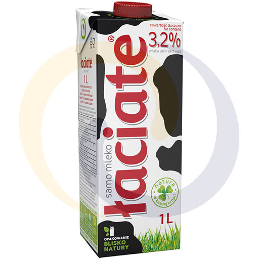 Молоко UHT Łaciate 3,2% жирности 1 л