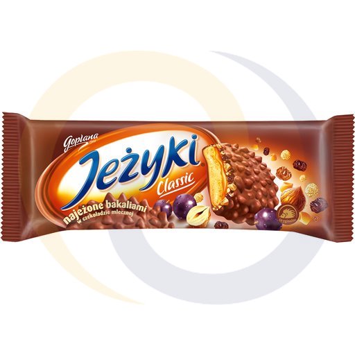 Песочные печенья Jeżyki Classic с изюмом и орехами в молочном шоколаде 140 г
