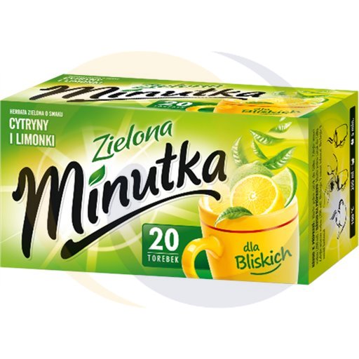 Минутка Зеленый чай с лимонным и лаймовым вкусом 28 г (20 x