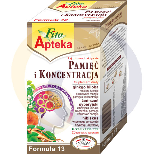 Fito Apteka Geheugen en Concentratie Voedingssupplement Kruidenthee 40 g (20 x 2 g)