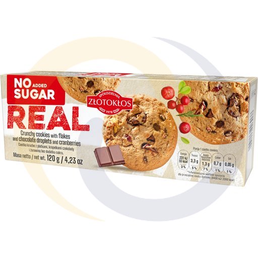Real koekjes met chocodruppels en cranberry 120g
