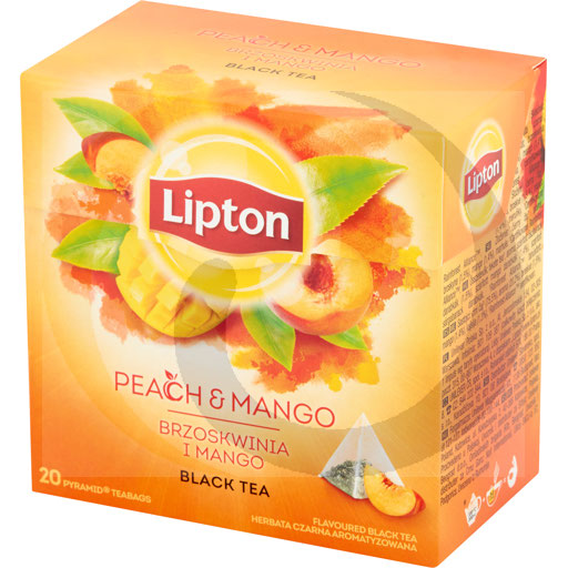 Lipton zwarte gearomatiseerde thee perzik en mango 36g