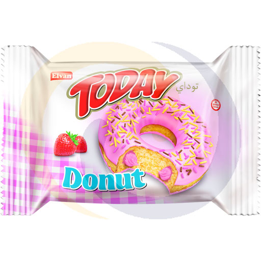 Donut met aardbeismaak topping 50g Elvan