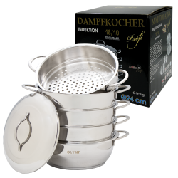 Stoompan 24cm, 6-delig, roestvrij staal 18/10