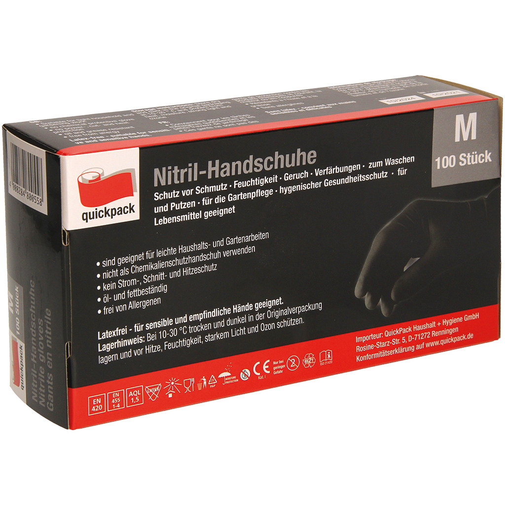 Zwarte nitrilhandschoenen maat M 100 stuks
