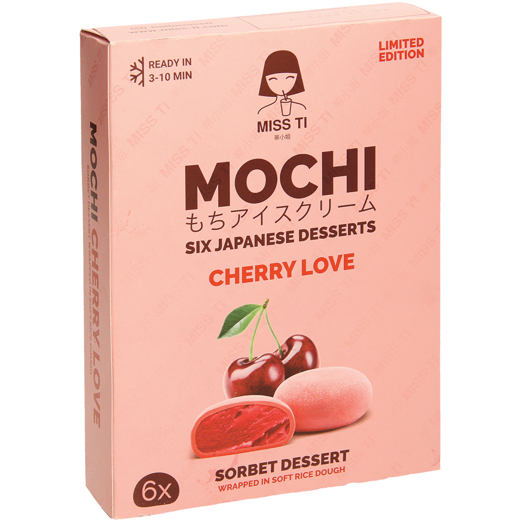 Mochi-kersen sorbet in rijstdeeg