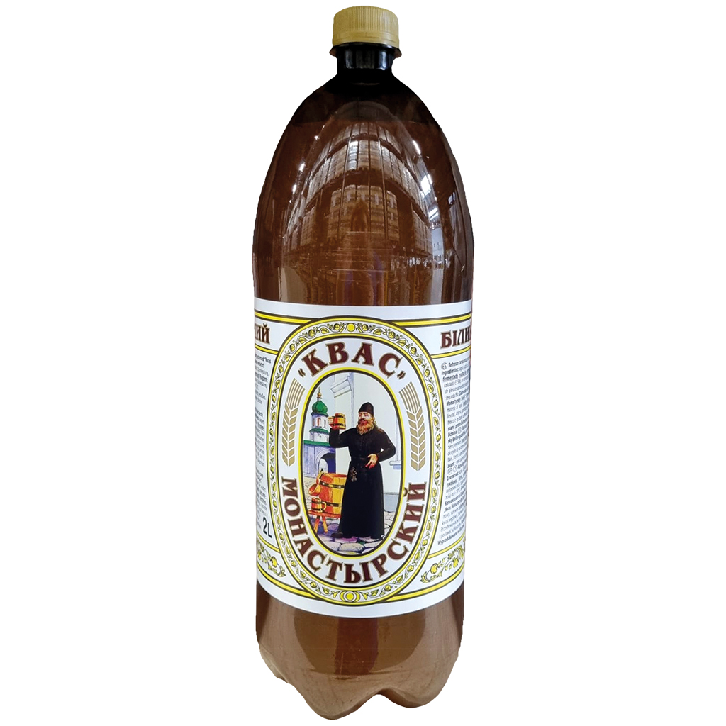 Verfrissend drankje met mout smaak "Kvas Monastyrsky Beliy"