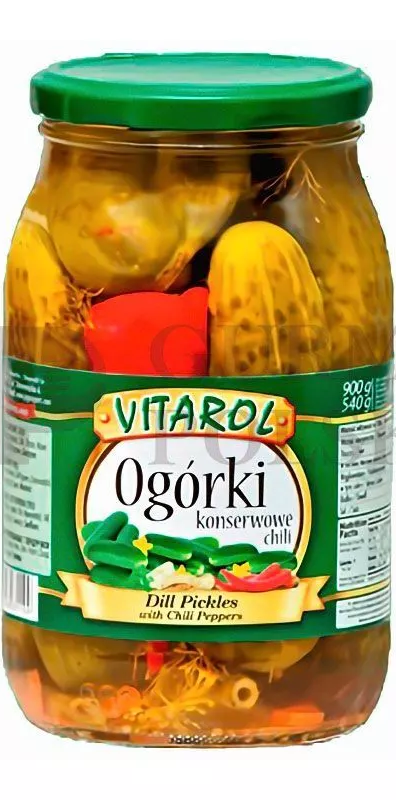 Ingelegde komkommers met chili 900g