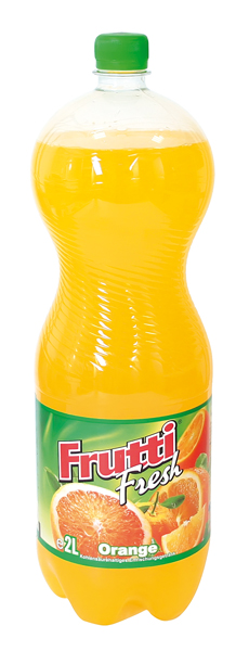 Koolzuurhoudende verfrissende drank met toevoeging van sinaasappelsap "Frutti Fresh"