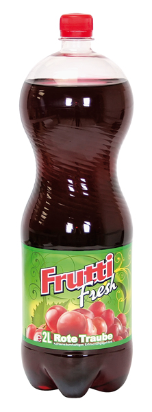 Koolzuurhoudende verfrissende drank "Frutti Fresh" met rode druivensmaak