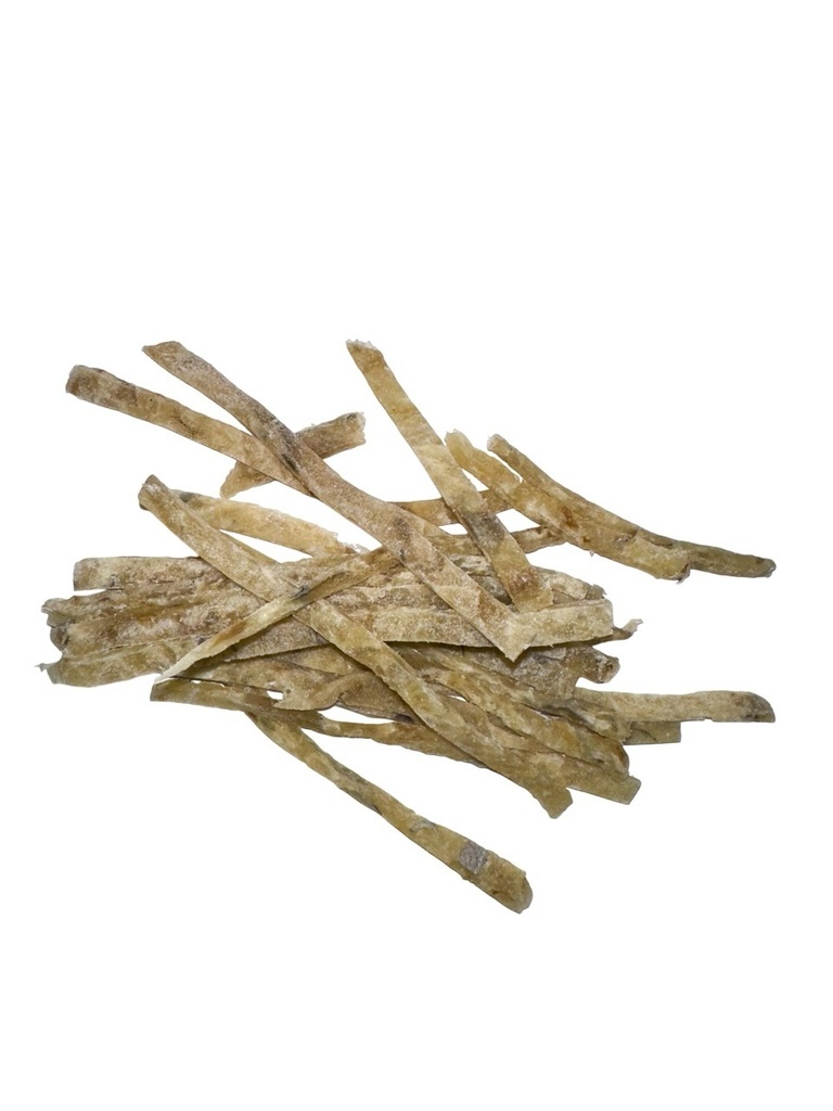 Snacks van Blauwe Wittling, in repen, gezouten, gedroogd