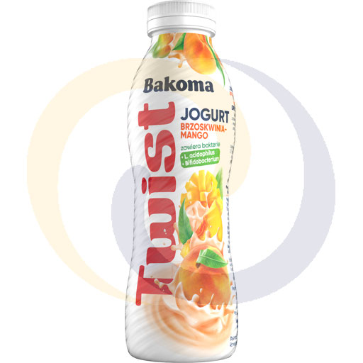 TWIST drinkbare yoghurt perzik-mango 370g/6st Bakoma