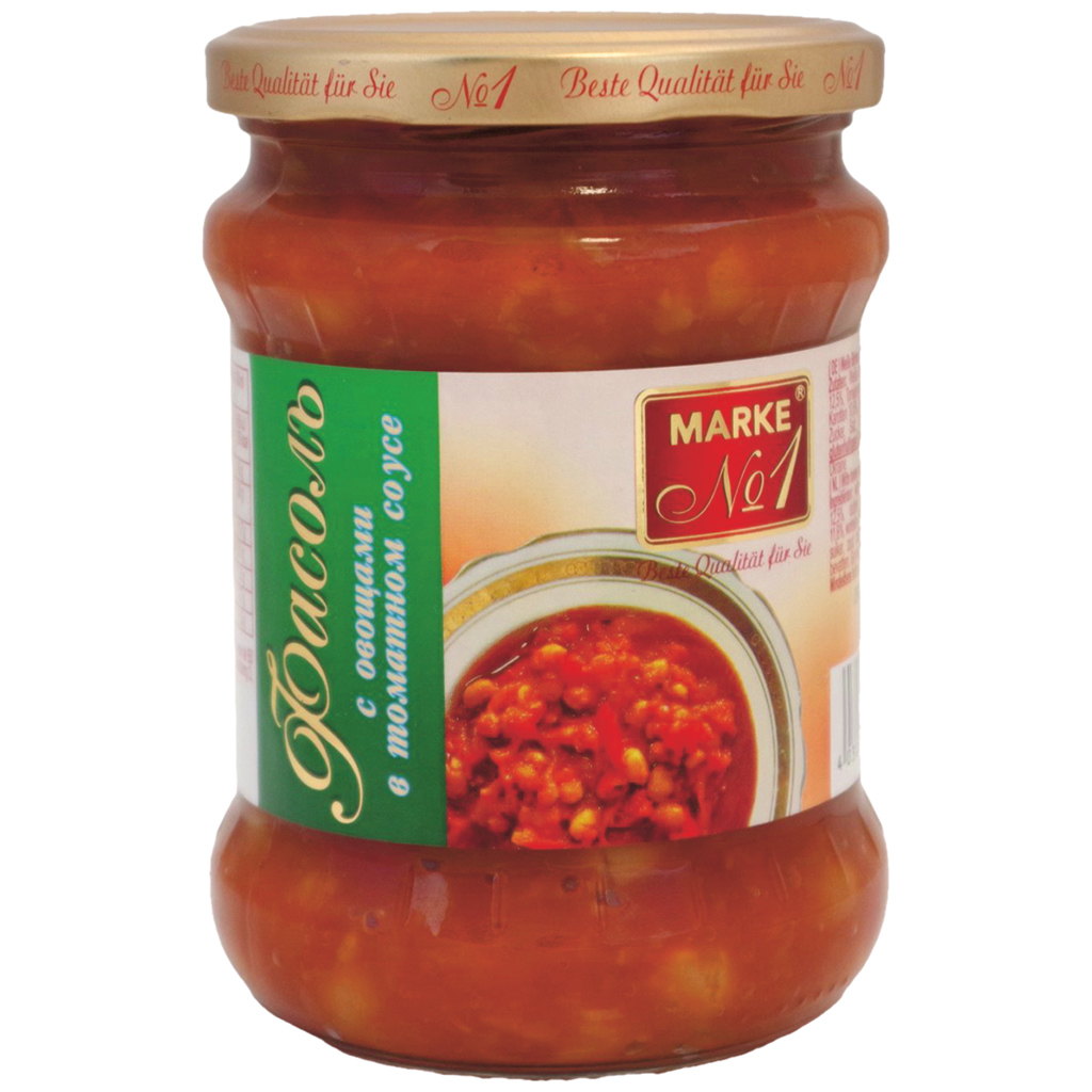 Белая фасоль с овощами, в томатном соусе