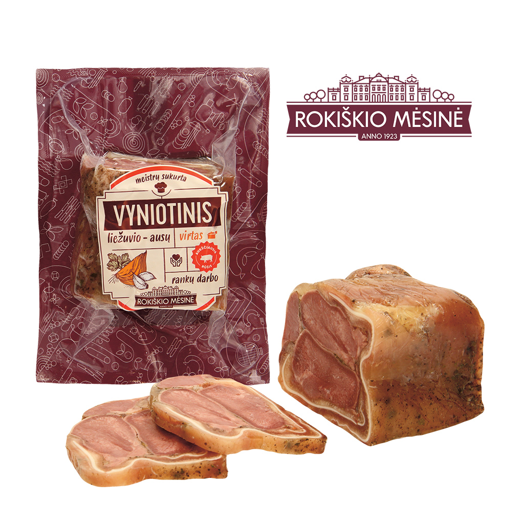 Varkentong met -oren, gepekeld, gekruid, in vorm gekookt, ve