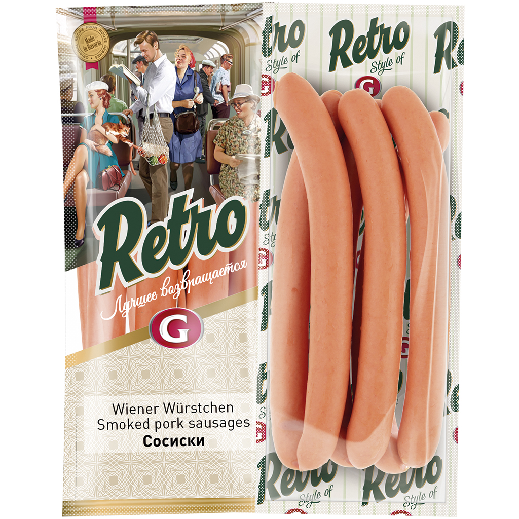Retro Wienerworst in peesjes, gerookt