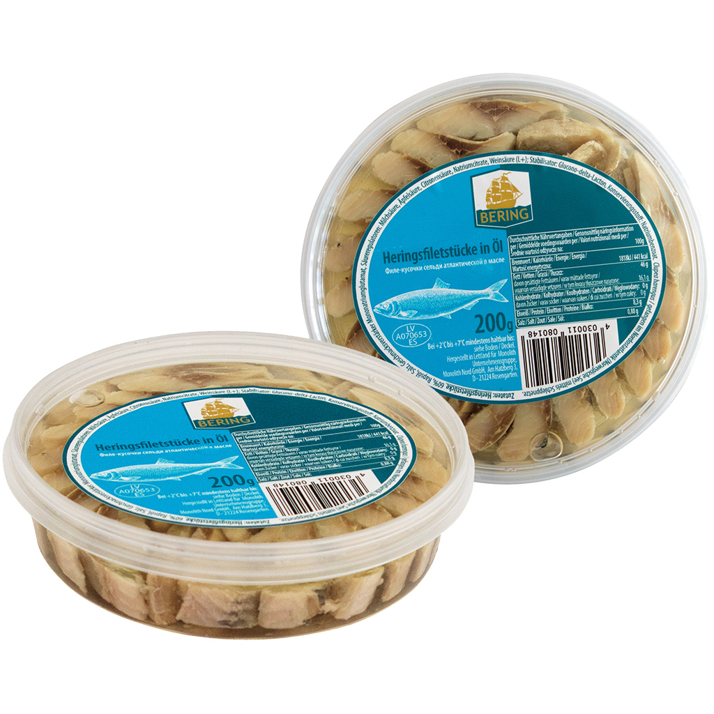 Haringfiletstukken in olie